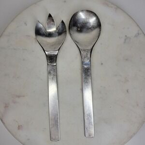 VTG Napier Salad Tongs Silver Plate Spoon Fork Serving Set MCM Minimalist 2 Pcs